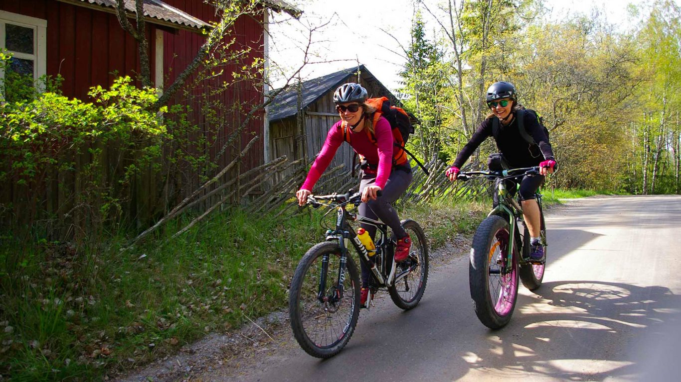 Two people on bicycles