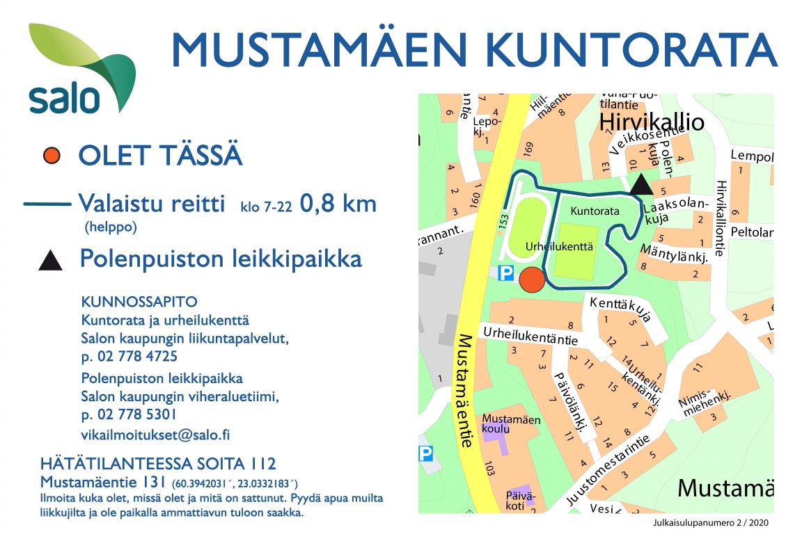 Mustamäen kuntoradan opastaulu