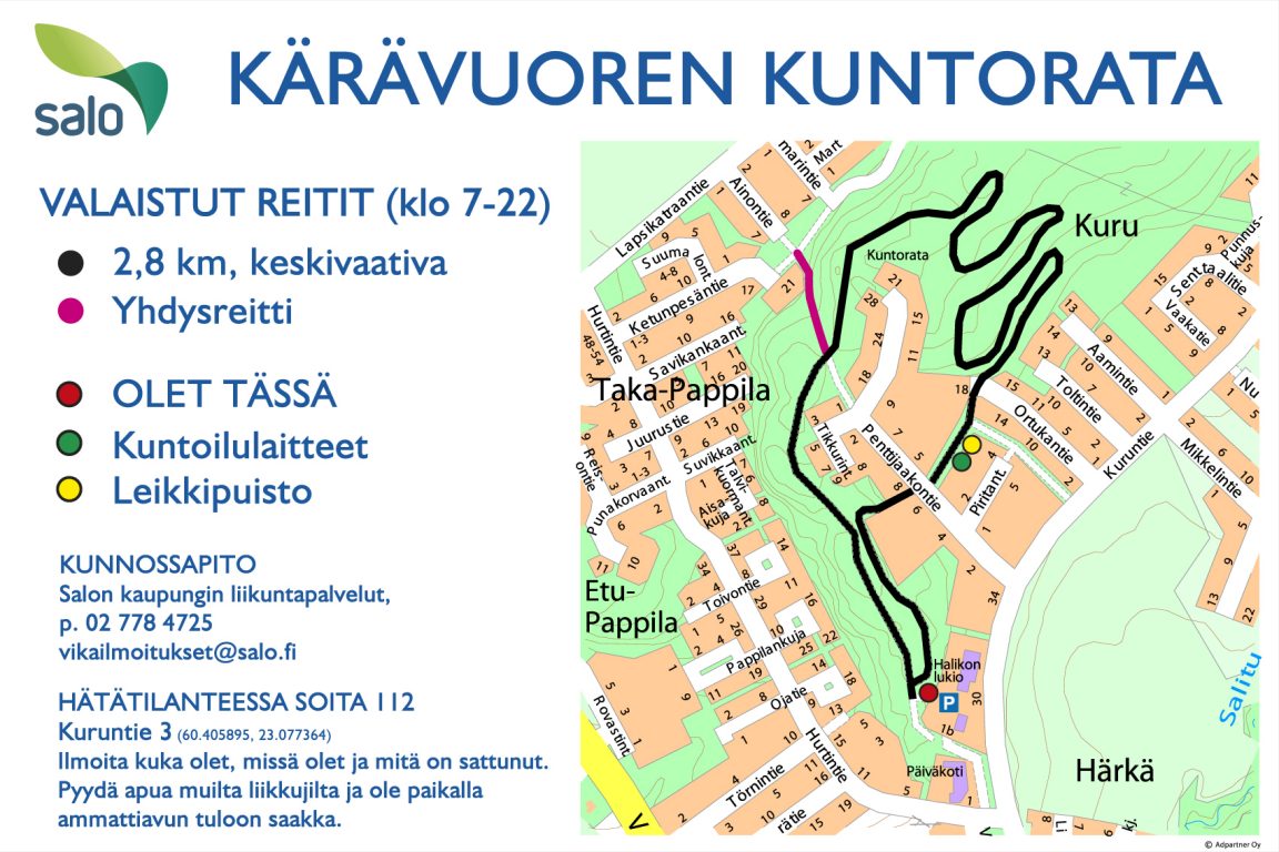 Halikon Kärävuoren liikunta-alueen opastaulu