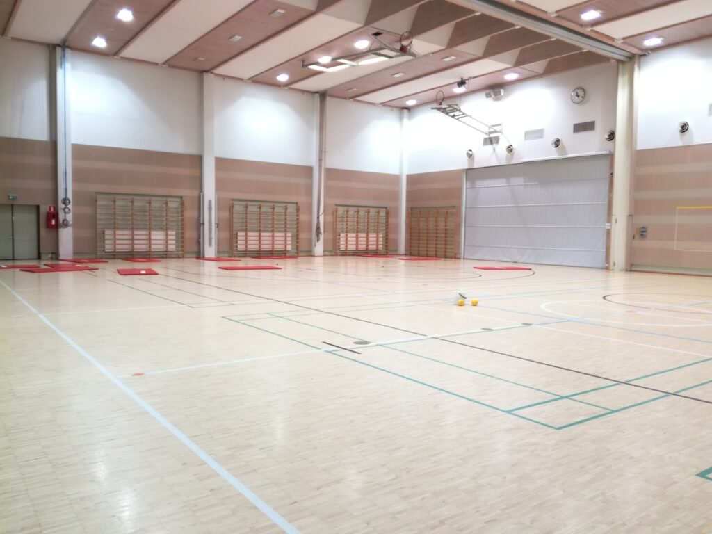 Halikon liikuntahallin sali.