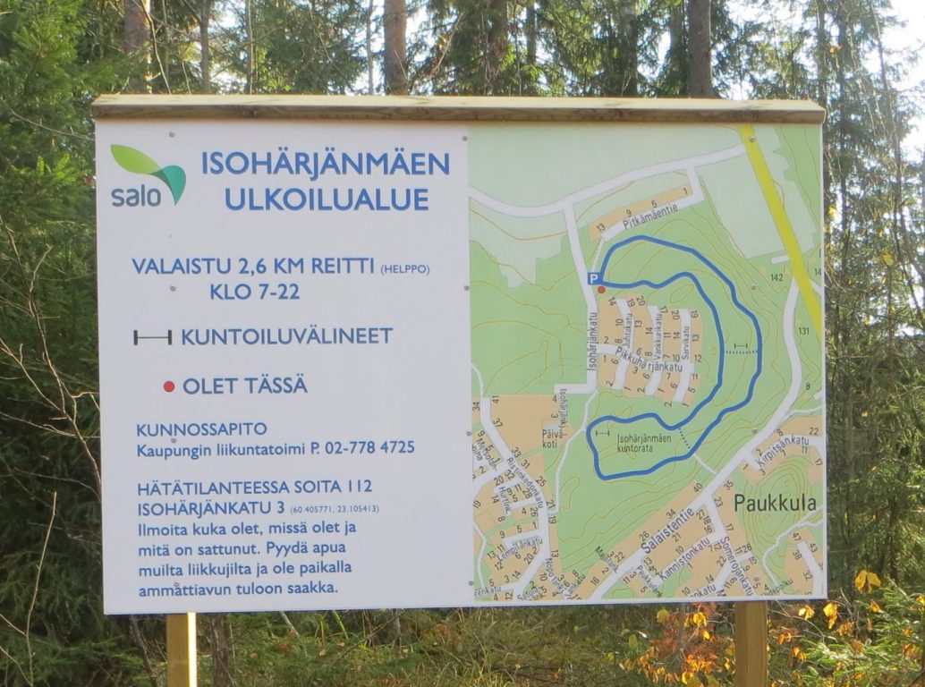 Isohärjänmäen kuntoradan opastaulu