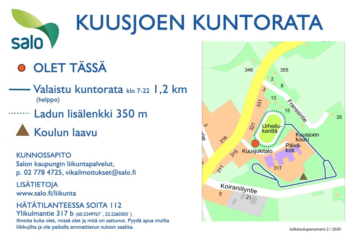 Kuusjoen kuntoradan opastaulu