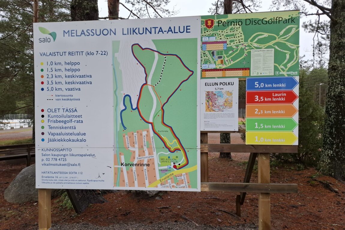 Melassuon liikunta-alueen opastaulu