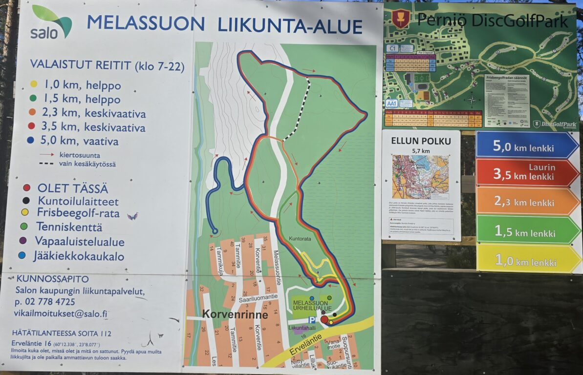 Melassuon liikunta-alueen opastaulu