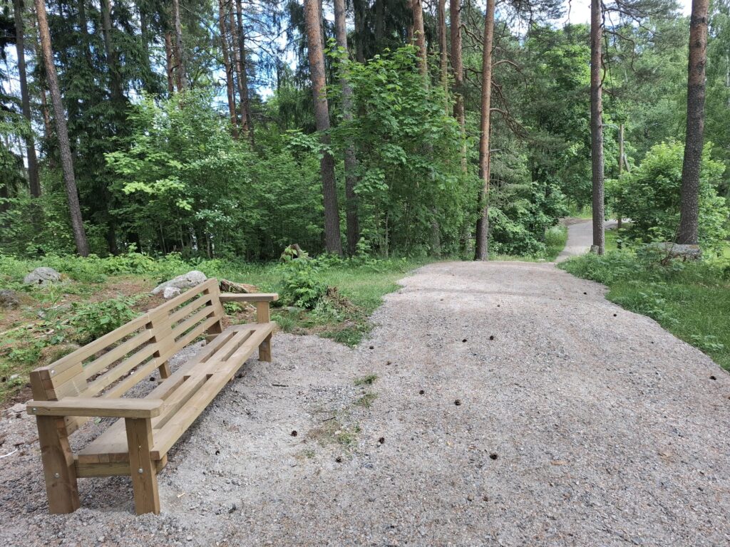 Pahkavuoren kuntoradalla oleva penkki
